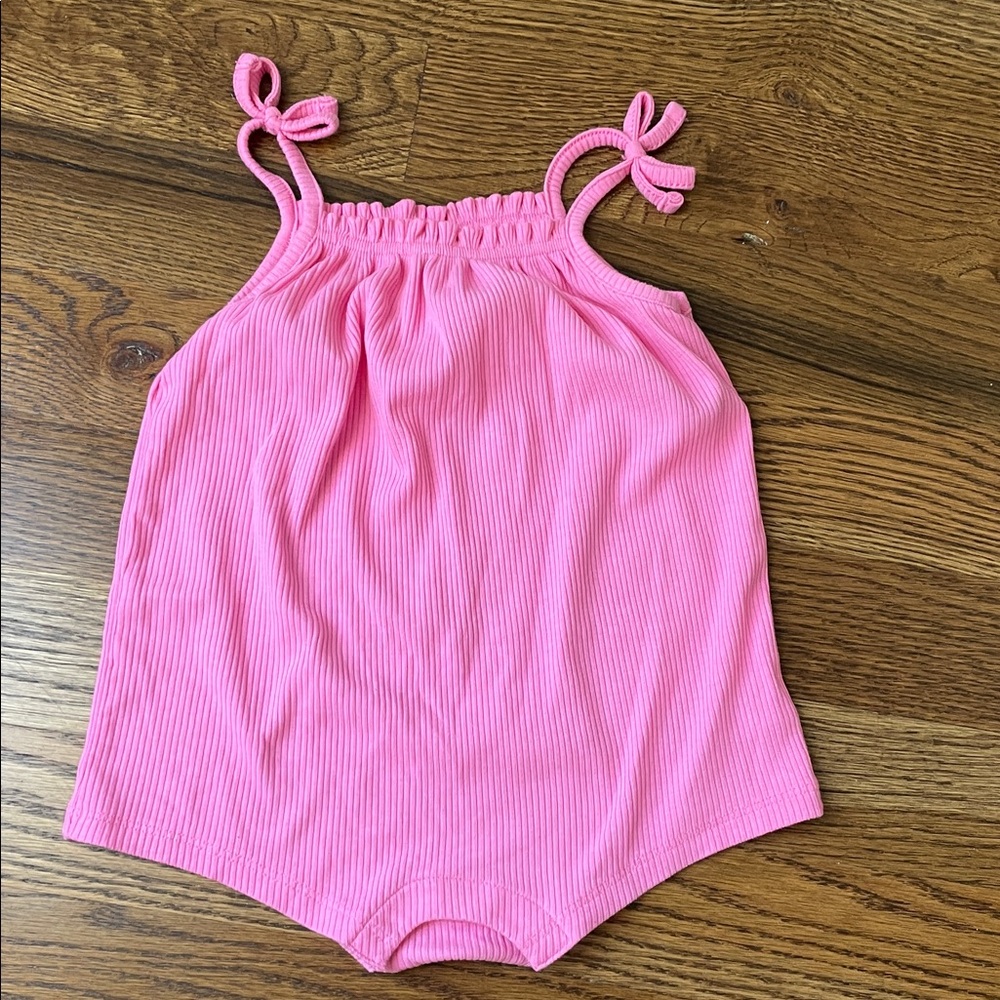 Pink Ribbed Baby Romper